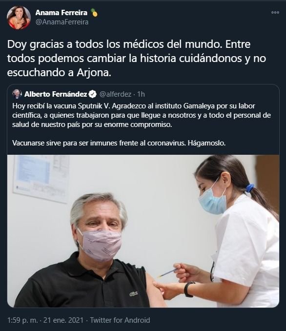 Alberto Fenández se vacunó contra el coroanvirus