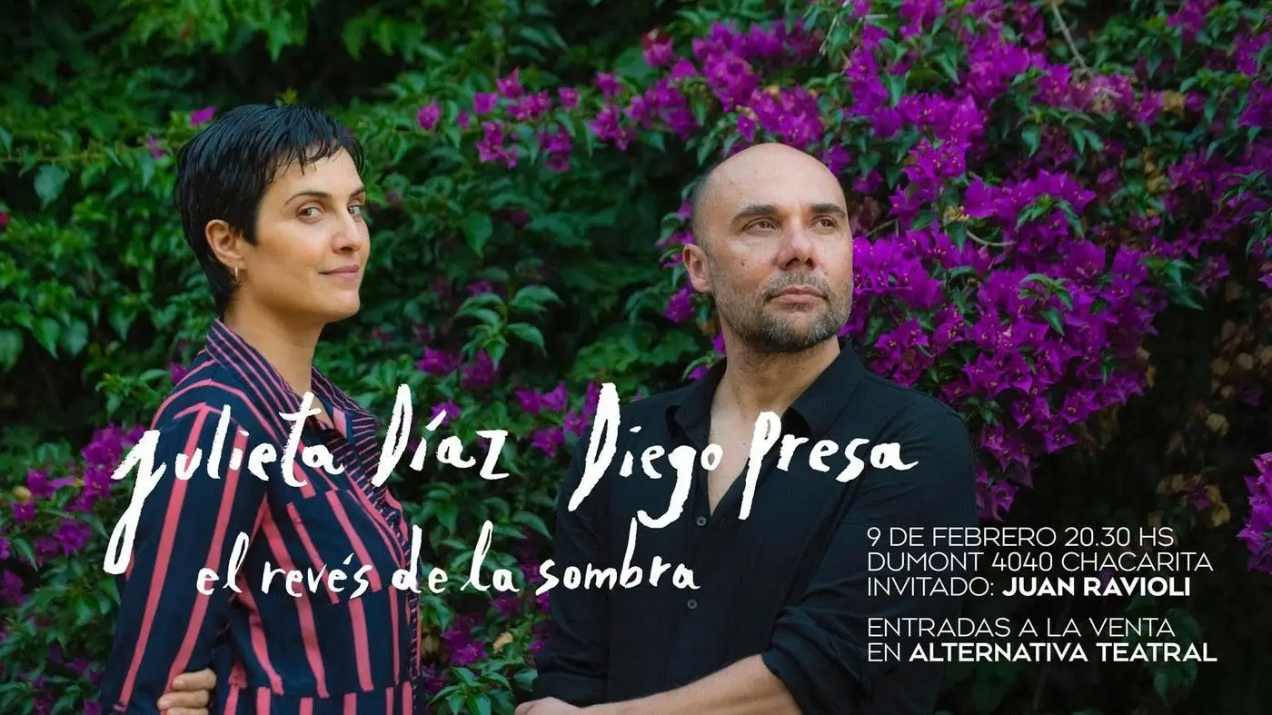 Flyer de Julieta Díaz y Diego Presa