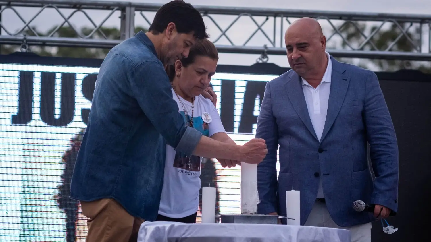 Graciela y Silvino durante el homenaje en Dolores.