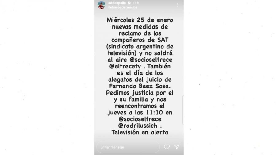 Socios del Espectáculo no salió al aire en El Trece. El posteo de Adrián Pallares.