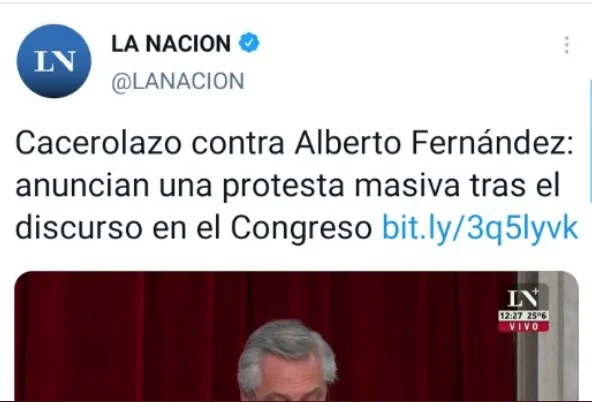 *YA NO DISIMULAN SU MILITANCIA MACRISTA* Periodismo de guerra: apenas terminó el discurso de Alberto, LN y Clarín llamaron a una marcha