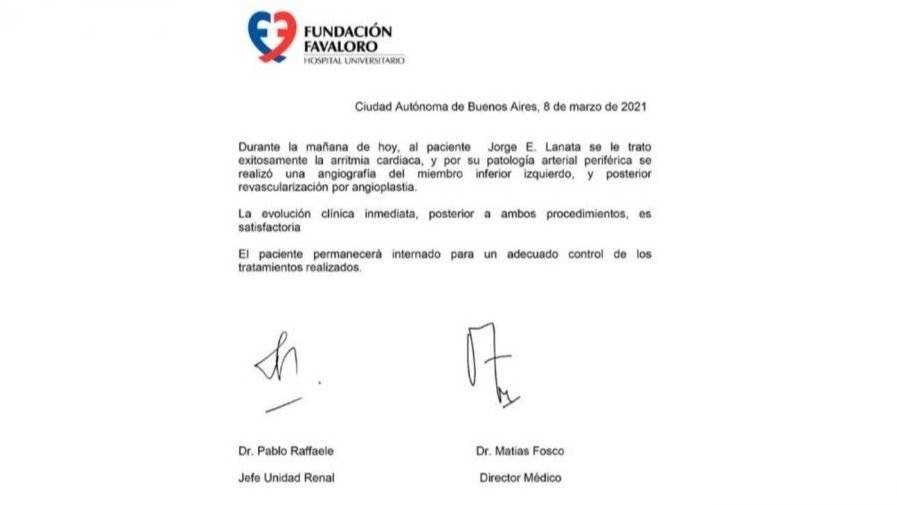 El parte médico de Jorge Lanata