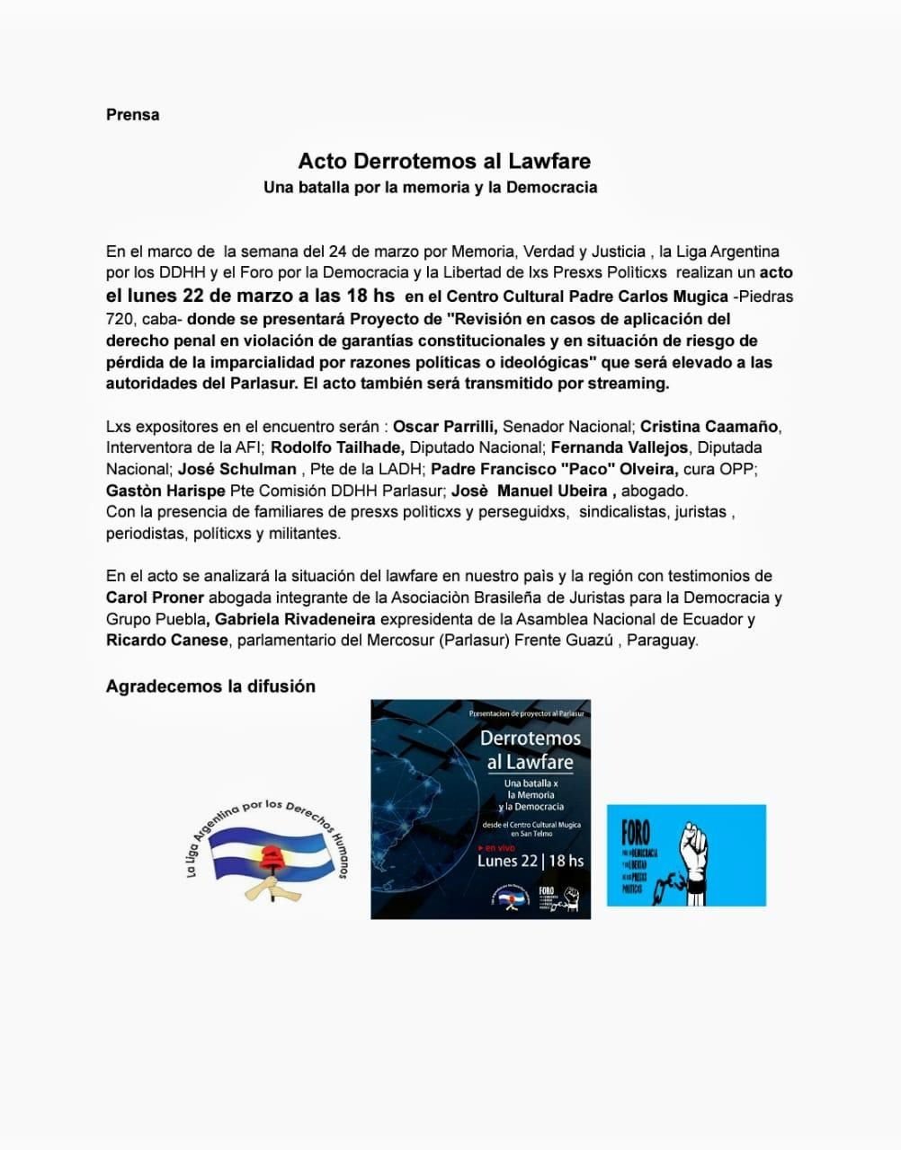 lawfare, convocatoria