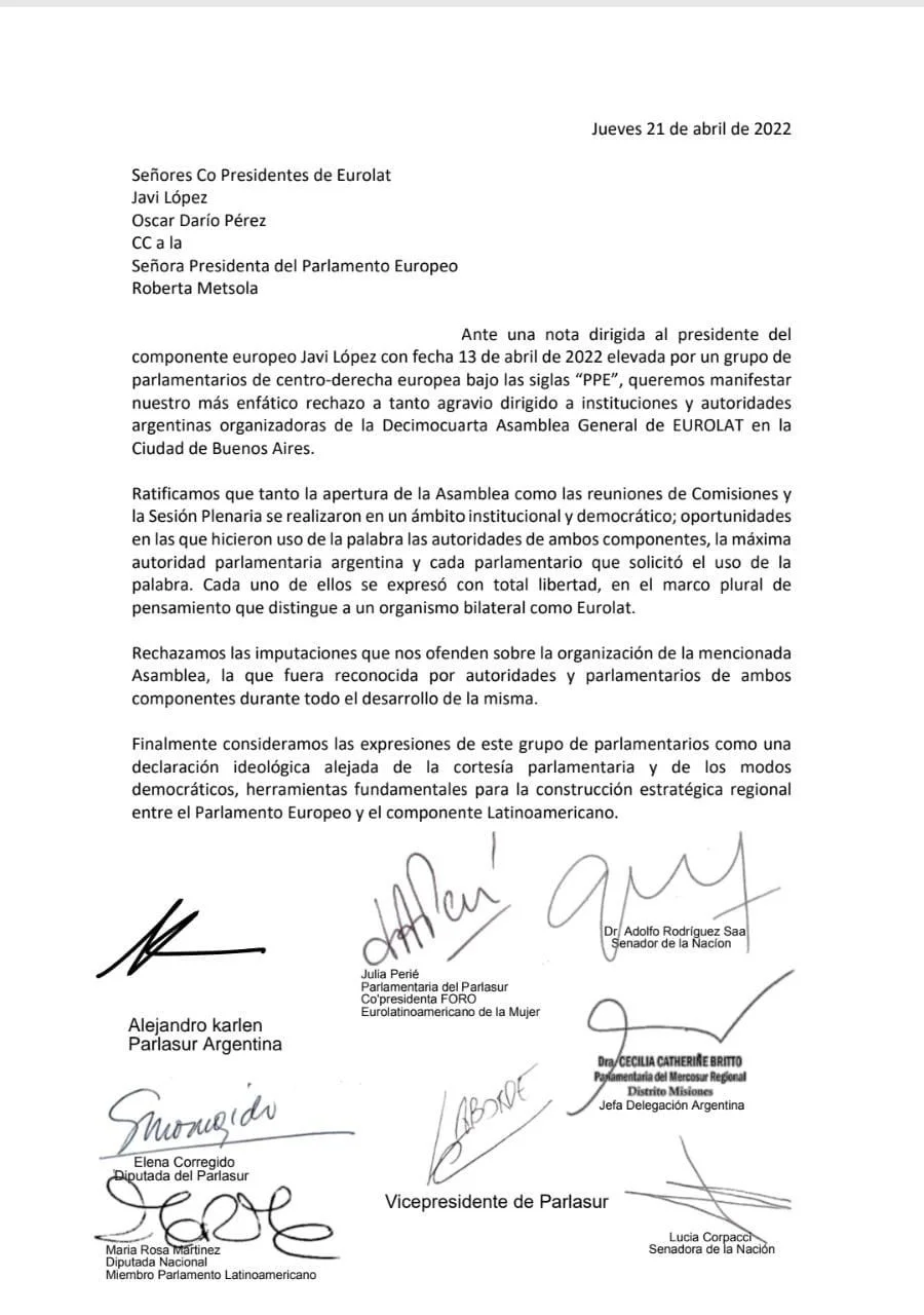 Legisladores del Parlasur y el Congreso cruzaron a pares europeos por criticar a CFK
