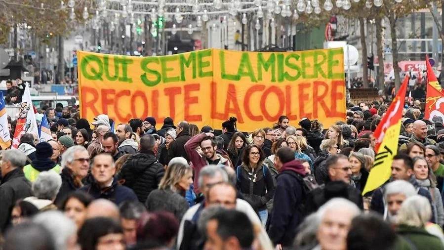 Protesta en 2020 en París contra la reforma jubilatoria de Macron