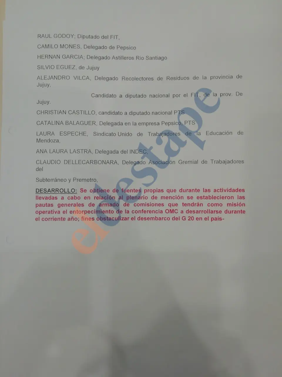 La AFI de Macri se infiltró en el Partido de los Trabajadores Socialistas 
