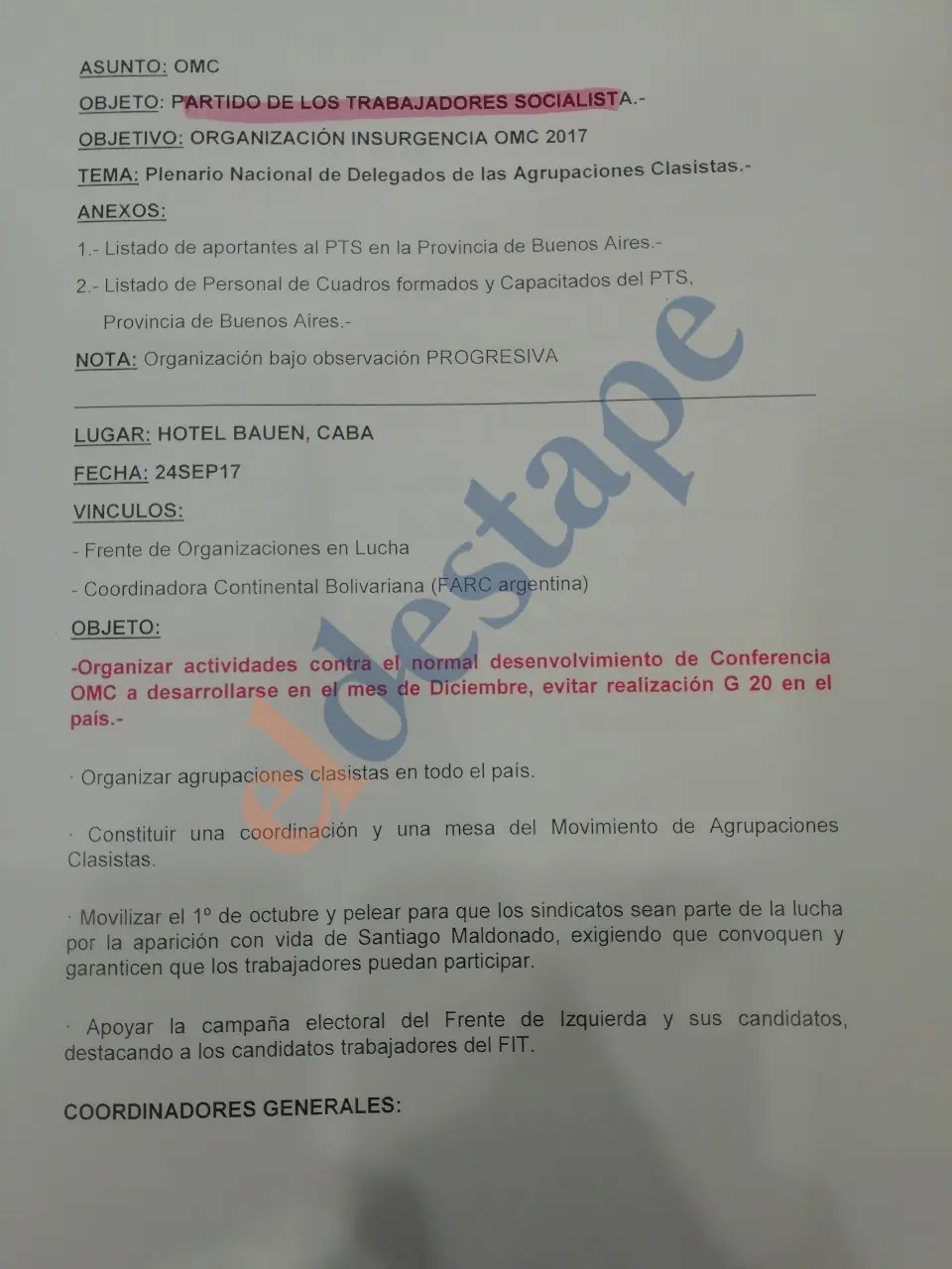 La AFI de Macri se infiltró en el Partido de los Trabajadores Socialistas 