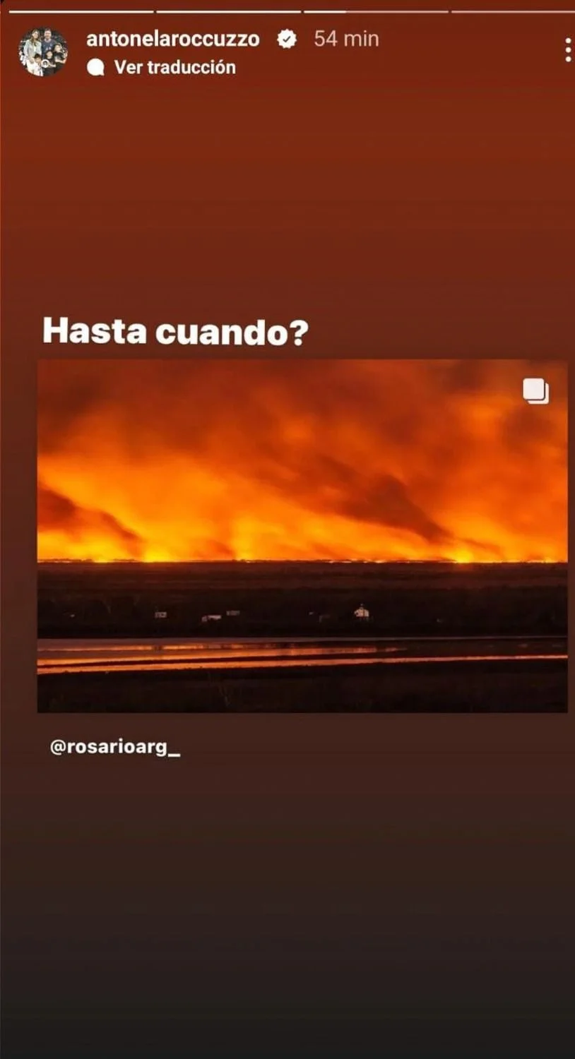 Antonela Roccuzzo incendios Rosario