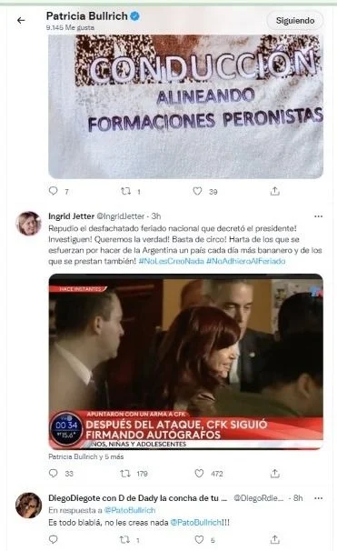INDIGNANTE: los mensajes que respaldó Bullrich y desnudan qué piensa sobre el atentado a Cristina
