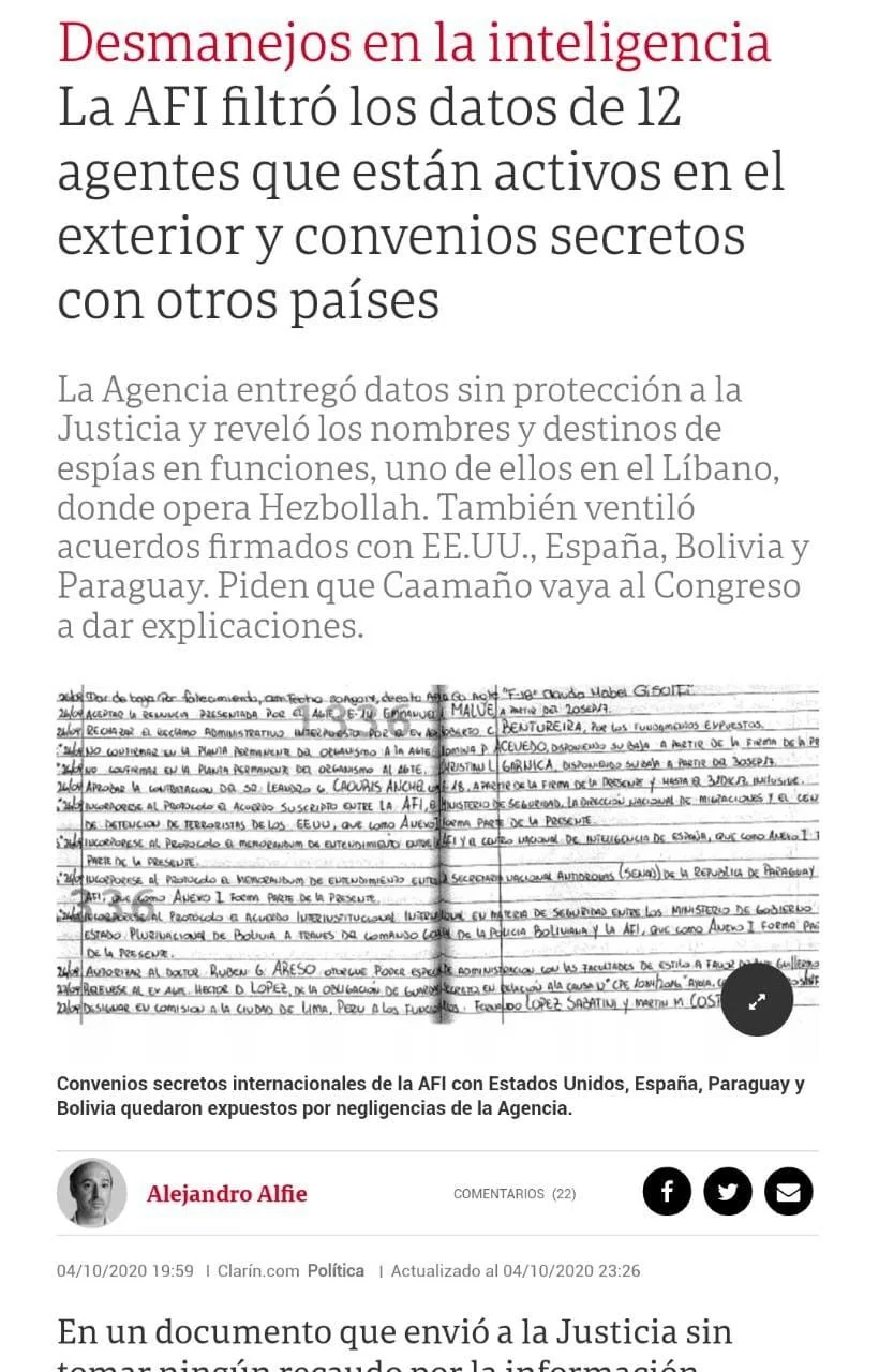 clarín afi espías