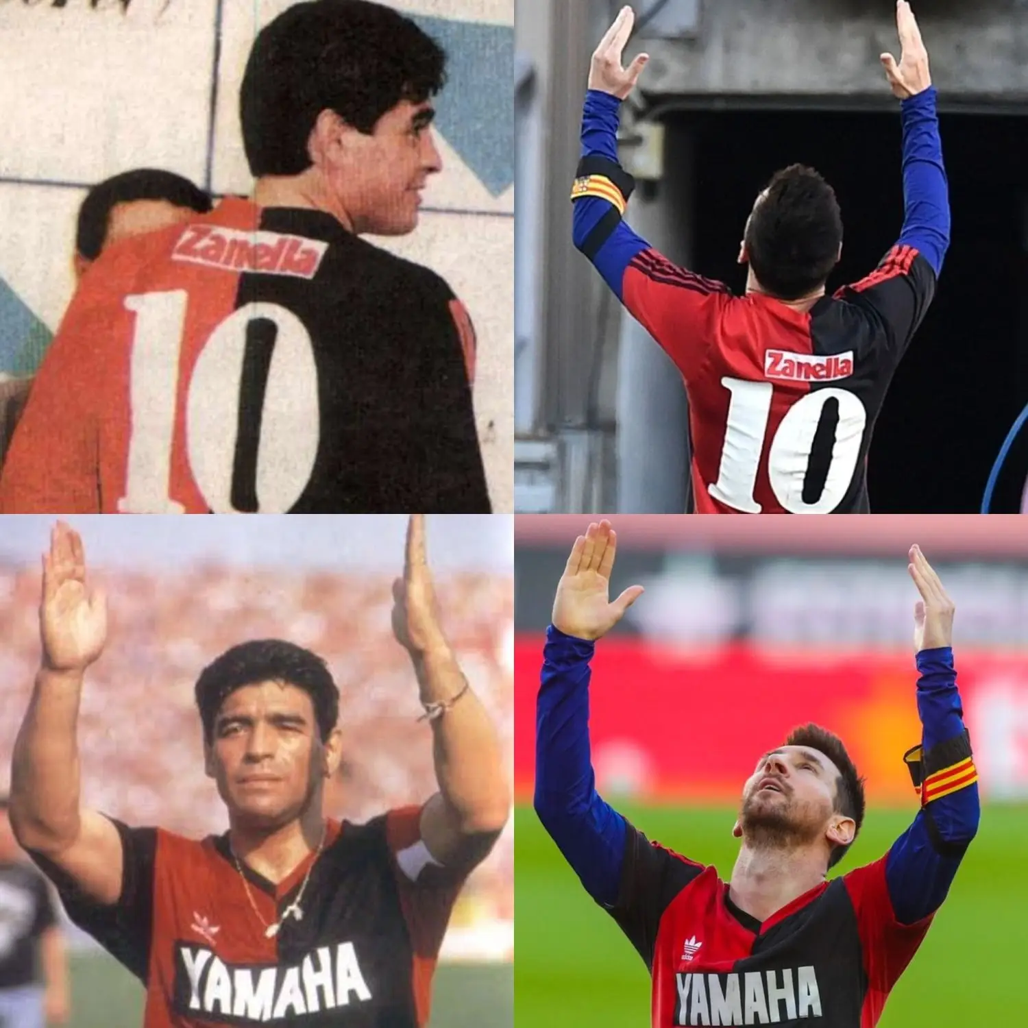 Diego Maradona Messi anotó un gol con el Barcelona y homenajeó a Diego Maradona con la mítica camiseta 10 de Newell’s imagen Diego Maradona messi maradona newells camiseta homenaje