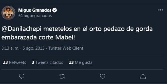 Filtran escandalosos tuits de Migue Granados: "Gorda embarazada"