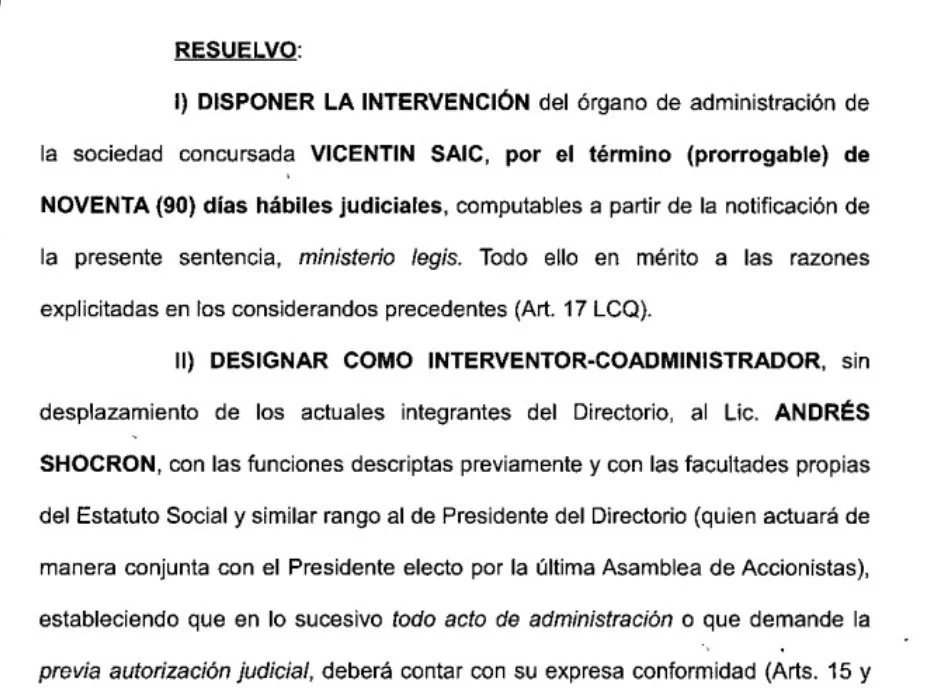 *ALERTA* La Justicia dictó la intervención de Vicentin por 90 días